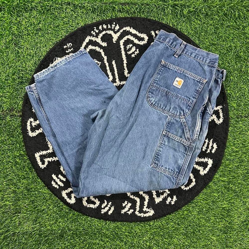 Blue Carhartt Wide Leg Fire Resistance Denim Jeans - 44x32 (Width/Length)